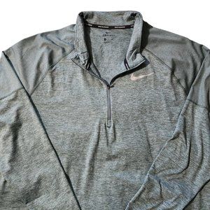 Nike Mens Size 2XL Heather Blue Running Therma Dri Fit Pullover 3/4 Zip Athletic